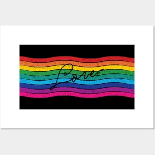 Retro Rainbow Stripe Flag Love Posters and Art